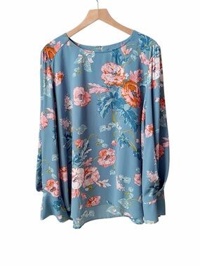 LOFT blue floral tunic top size XL